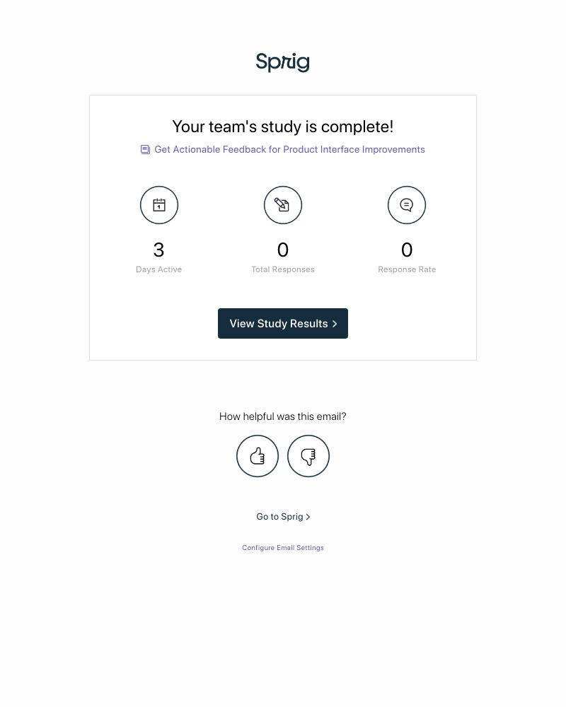 Sprig - Your Sprig study is complete
