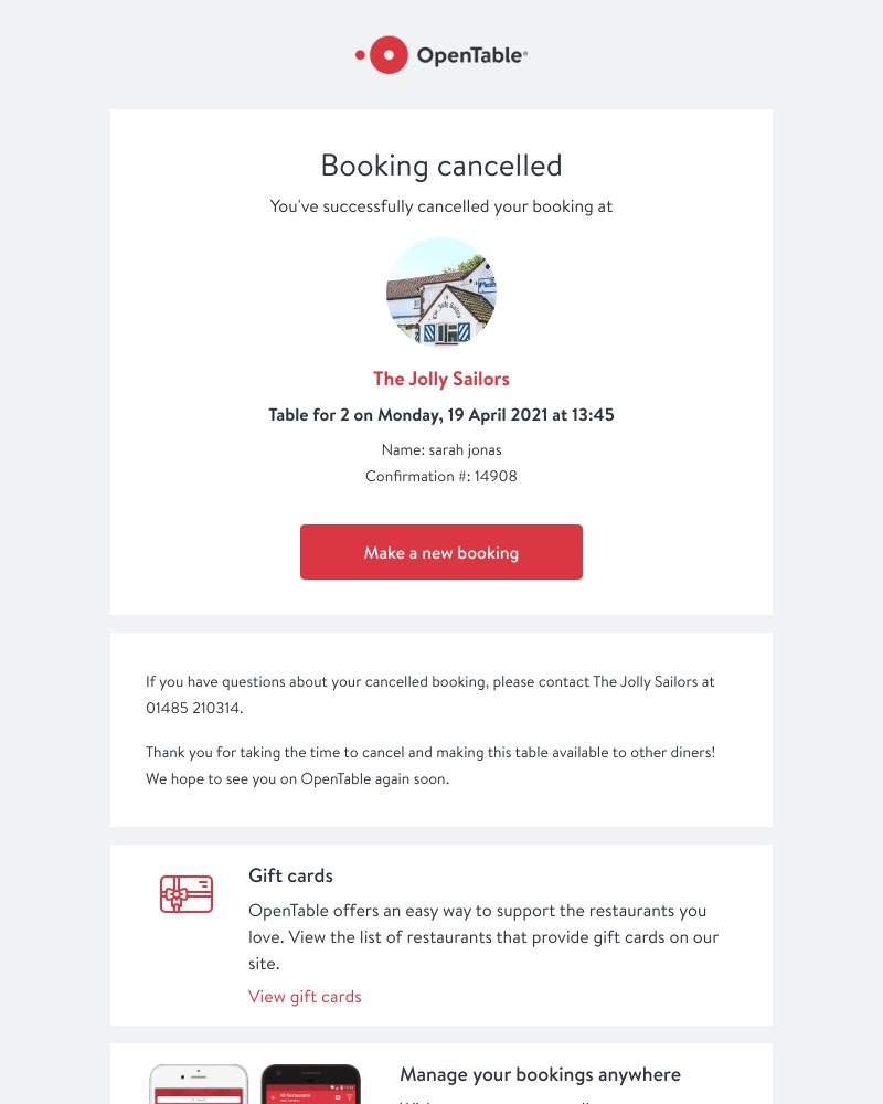 Cancelling an order on OpenTable video screenshot