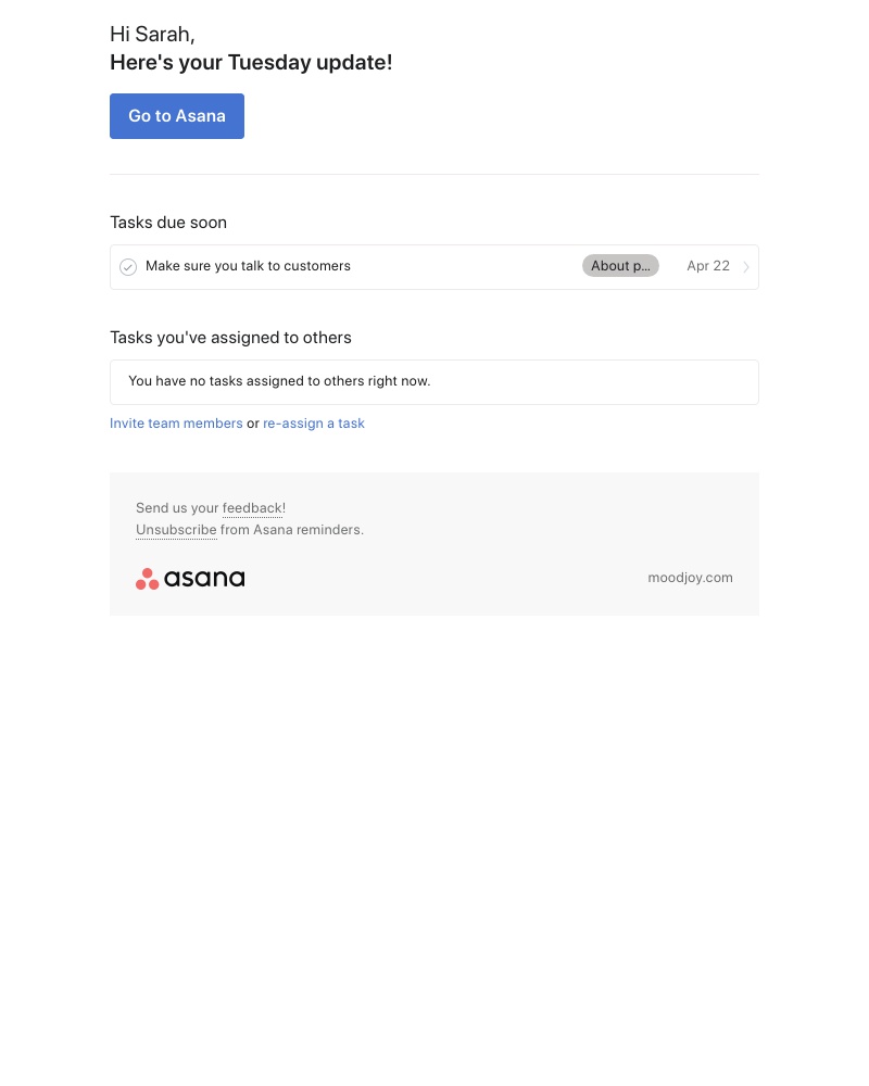 Asana - Your Tuesday update - moodjoy.com