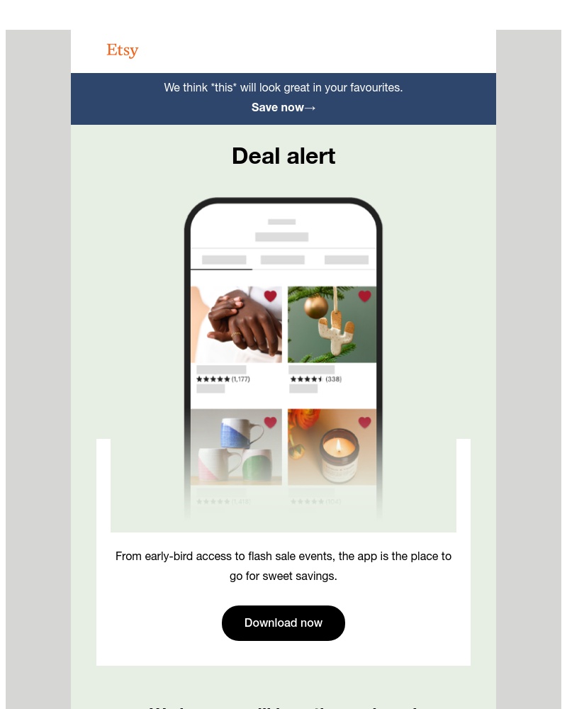 Etsy - Your unique updates for the week.