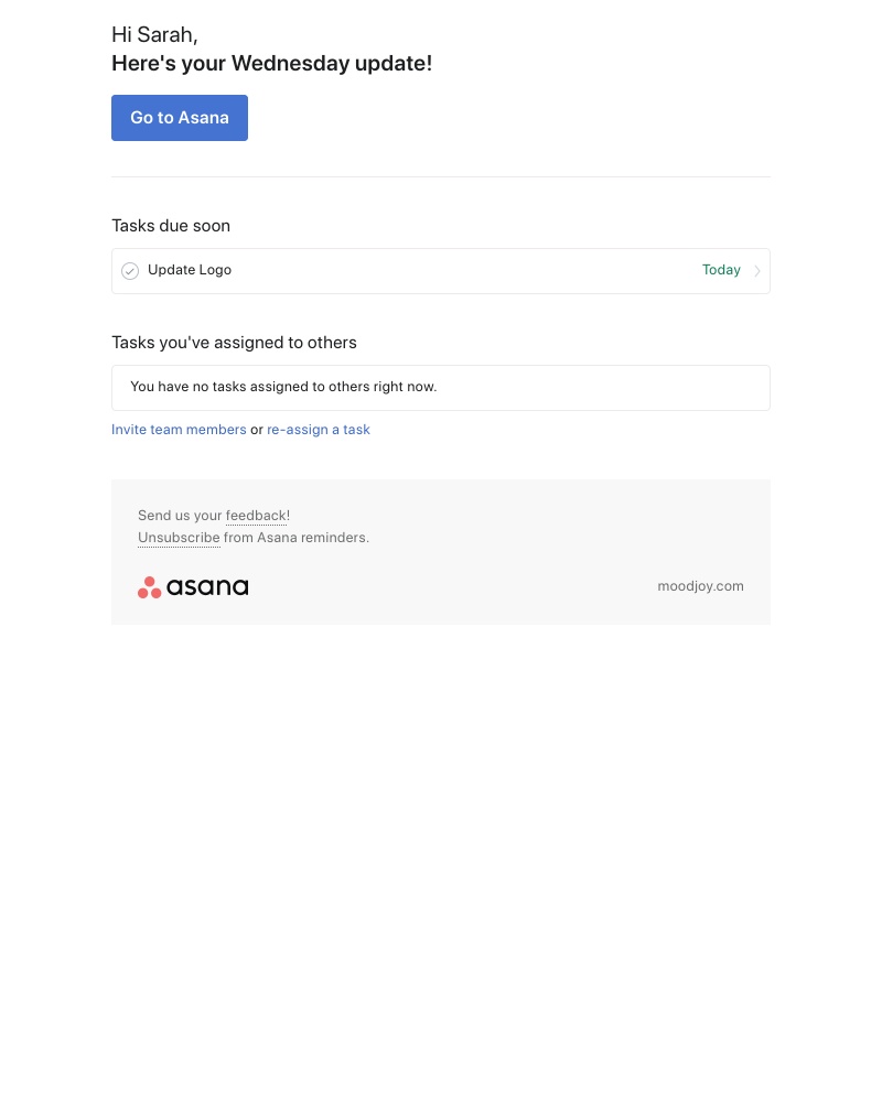Asana - Your Wednesday update - moodjoy.com