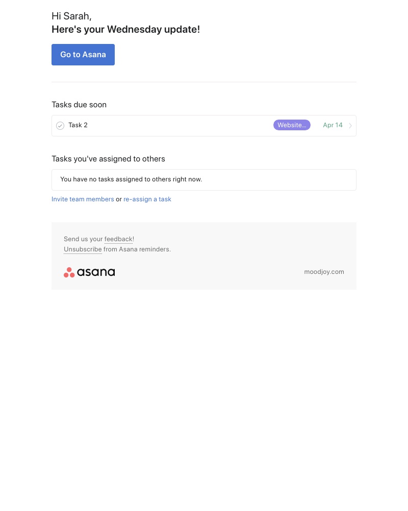 Asana - Your Wednesday update - moodjoy.com
