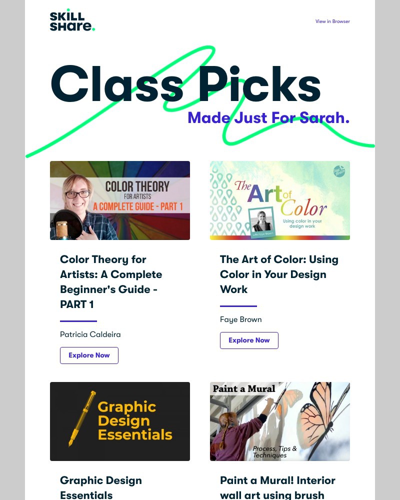Skillshare - Your Weekly Personal Recommended Classes