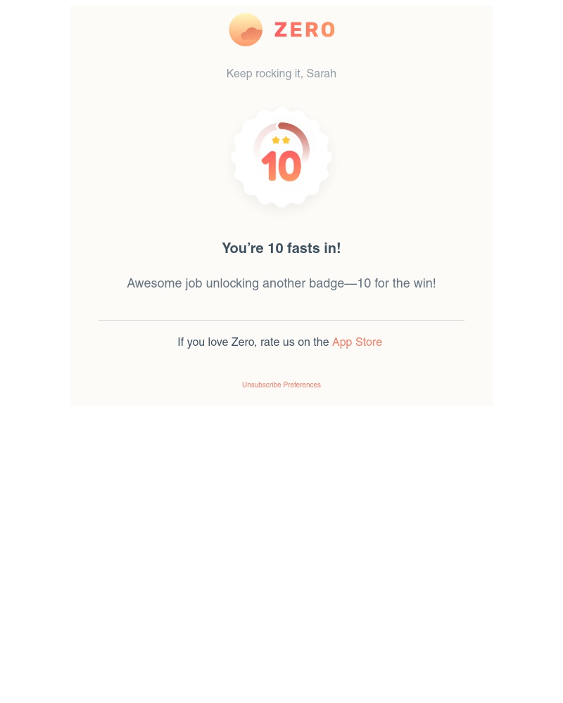 Zero - You’re 10 fasts in!