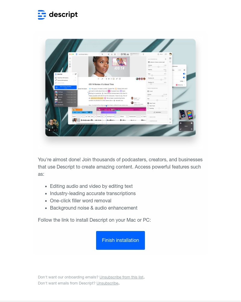Descript - You're almost done – finish setting up Descript