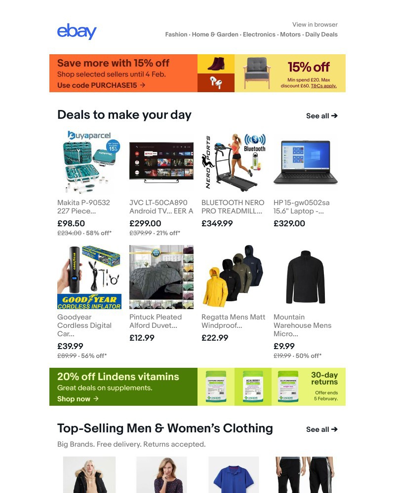 eBay - You're in, Sarah: redeem your coupon for a stunning 15% discount—have a look at these deals while they last ...