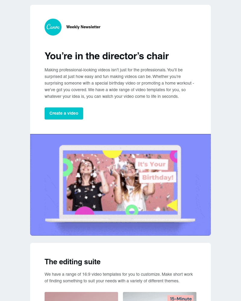 Canva -     You’re in the director’s chair with our Video templates