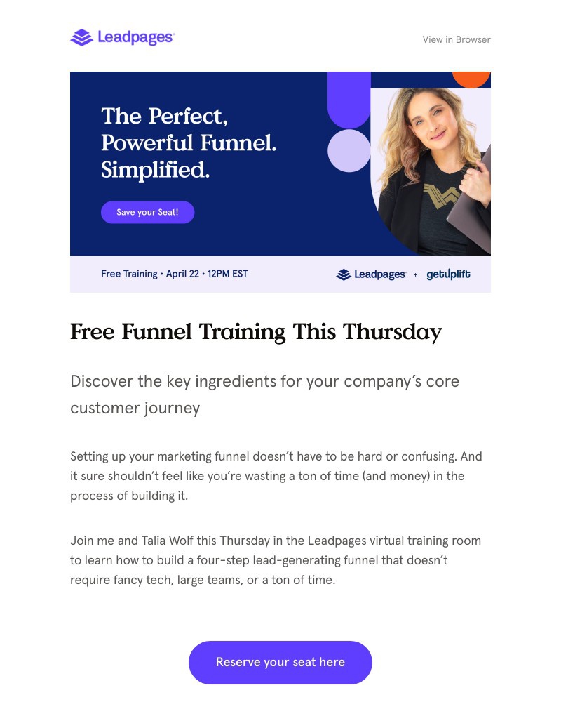 Leadpages - You’re invited: Funnel Building Workshop this Thursday