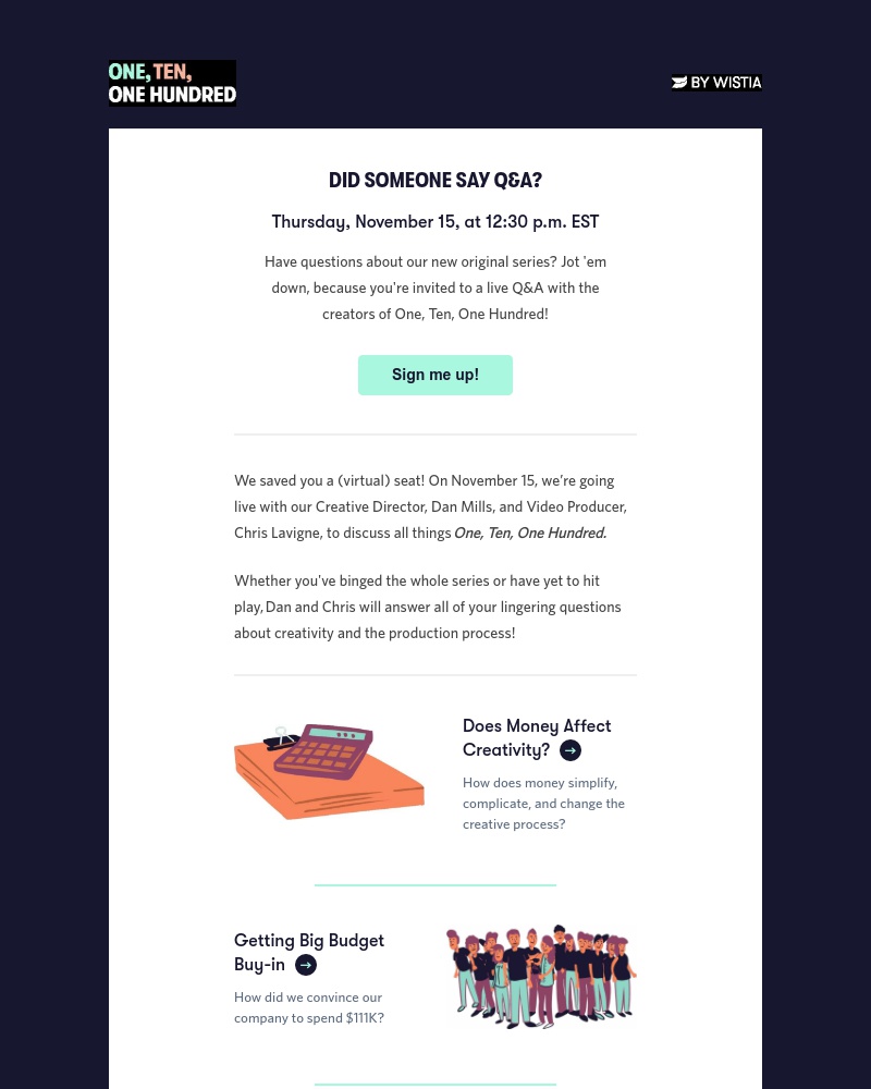 Wistia - You're invited to a live Q&A 🍿