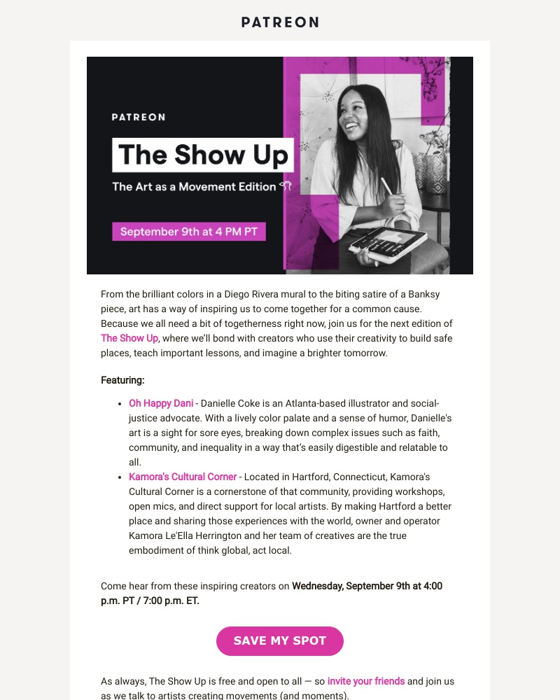 Patreon - You’re invited to The Art as a Movement Edition of The Show Up