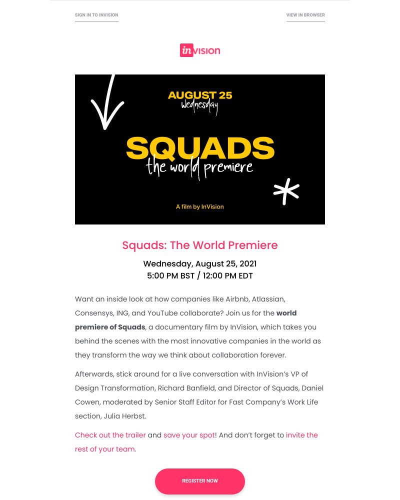 InVision - You’re invited to the world premiere of InVision’s Squads