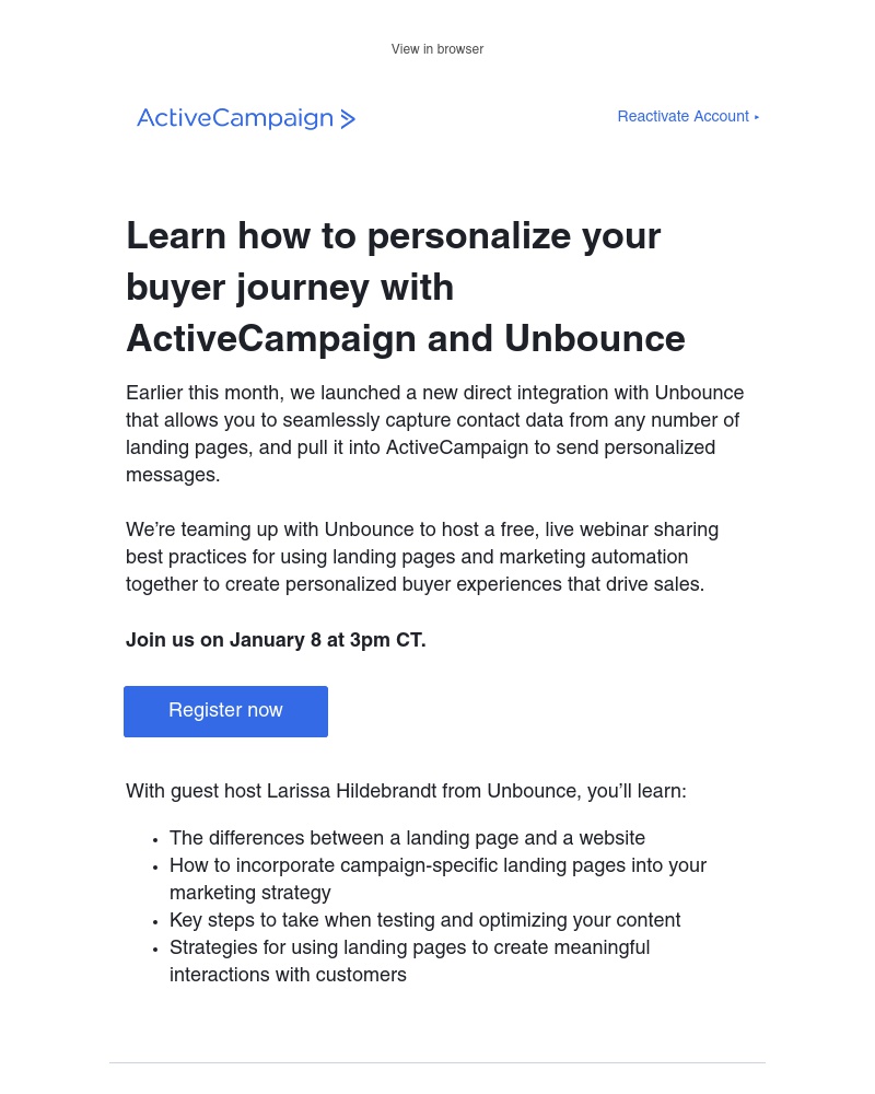  - You’re invited! Webinar: ActiveCampaign & Unbounce