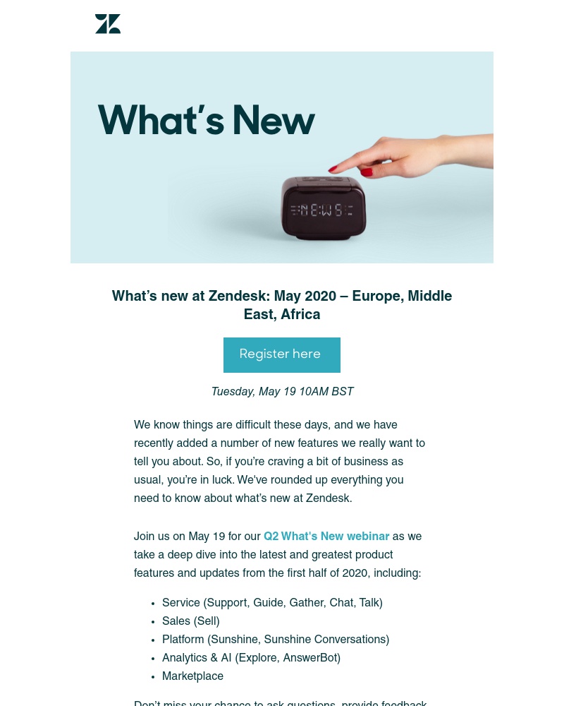 Zendesk - You're invited: What’s New Webinar