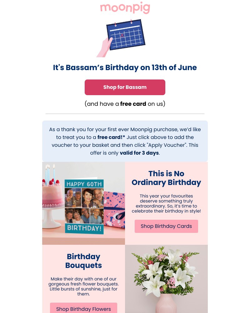 Moonpig - You've got a birthday coming up...