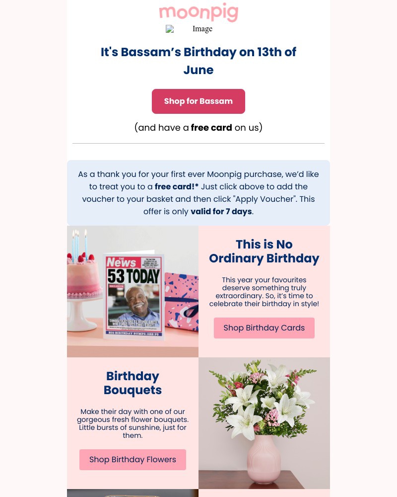 Moonpig - You've got a birthday coming up...