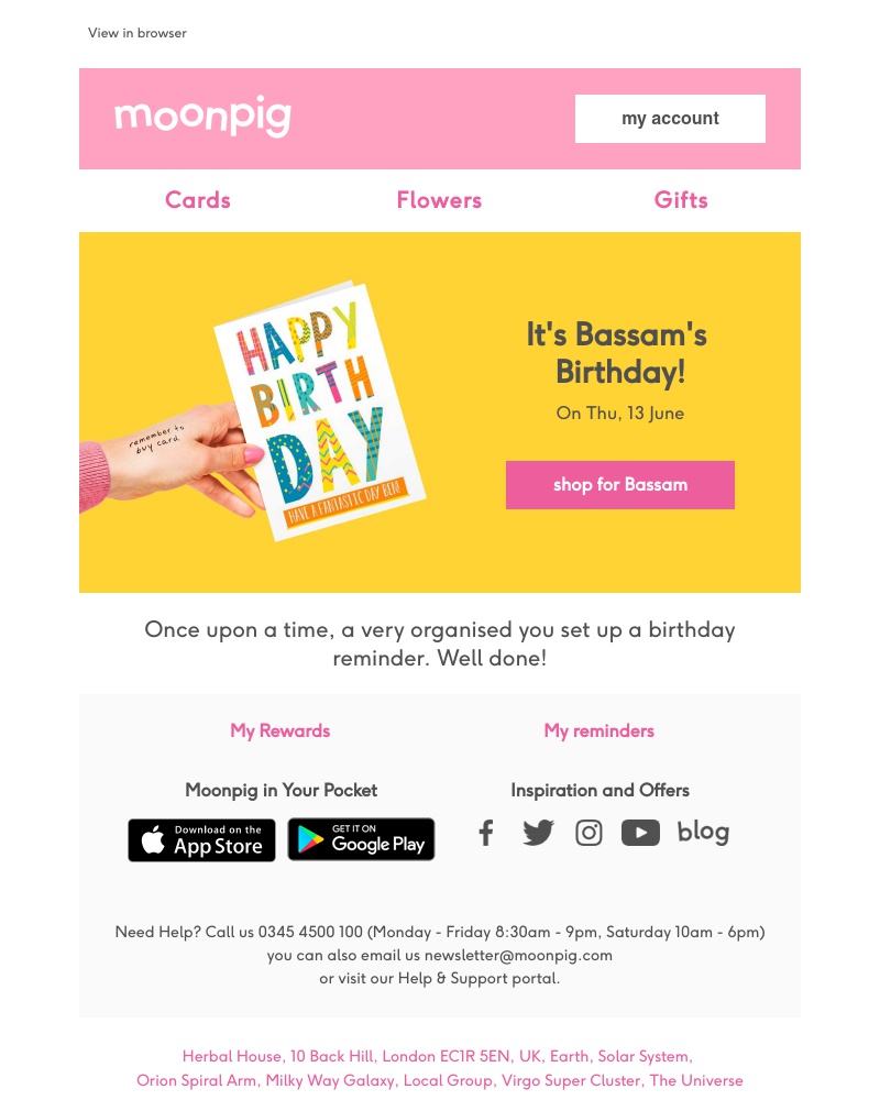 Moonpig - You’ve got a birthday coming up…