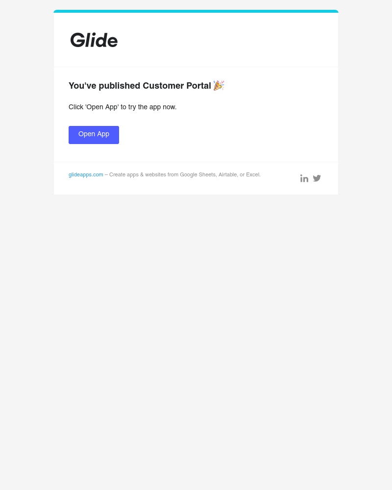 Glide - You've published Customer Portal