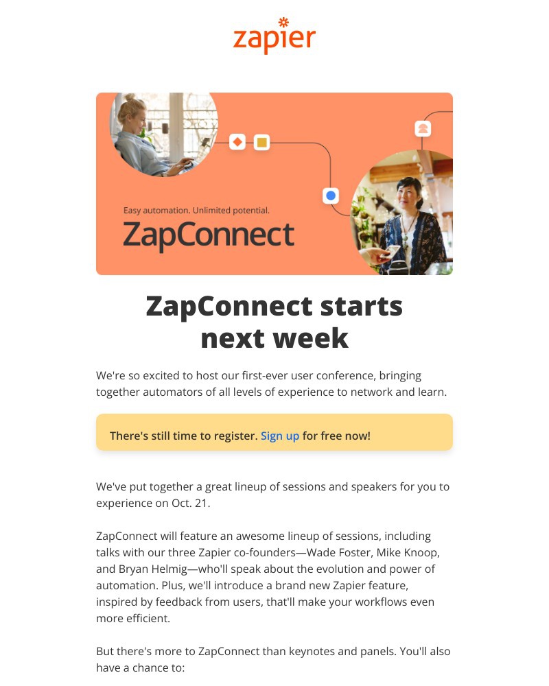 Zapier - ZapConnect is next week: Register for free!