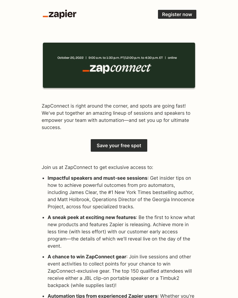 Zapier - ZapConnect seats are going fast!
