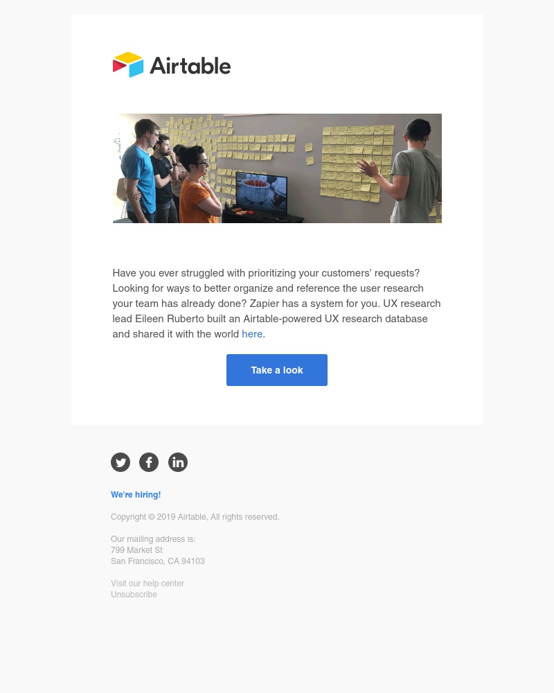 Airtable - Zapier's customer feedback database