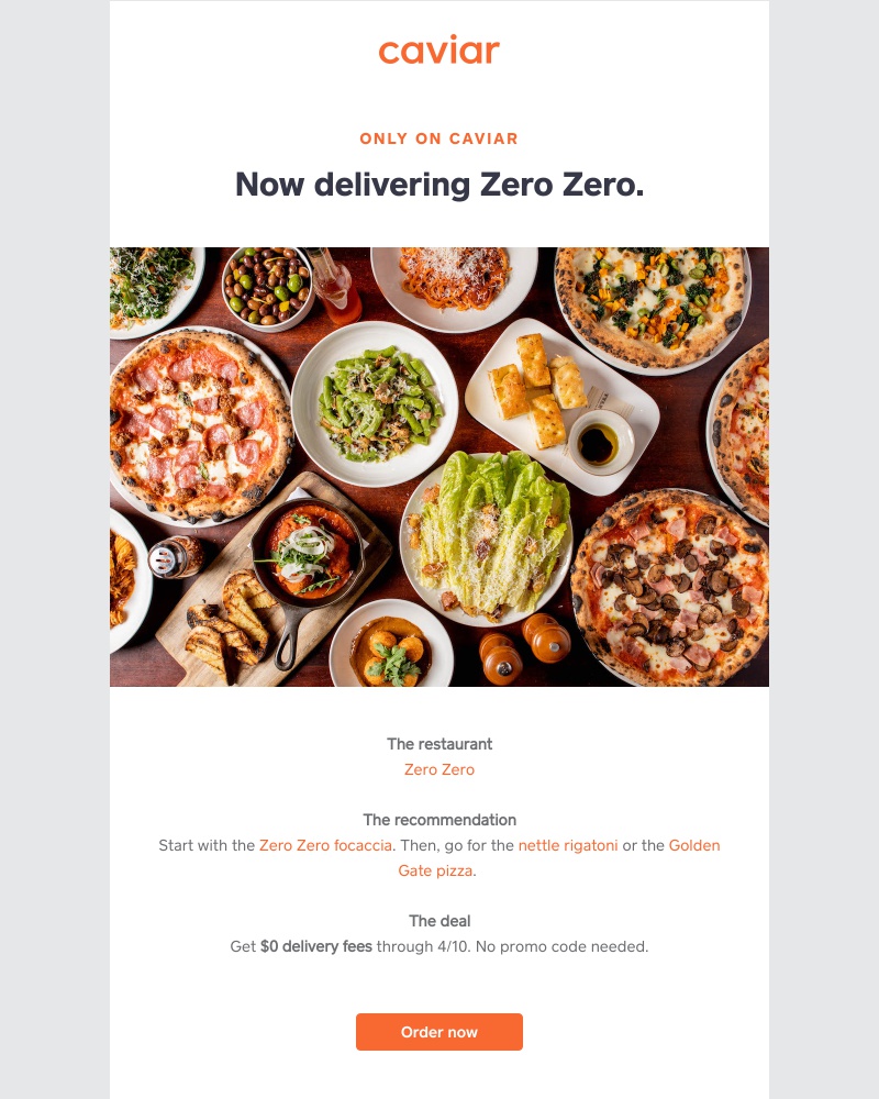  - Zero Zero is now only on Caviar