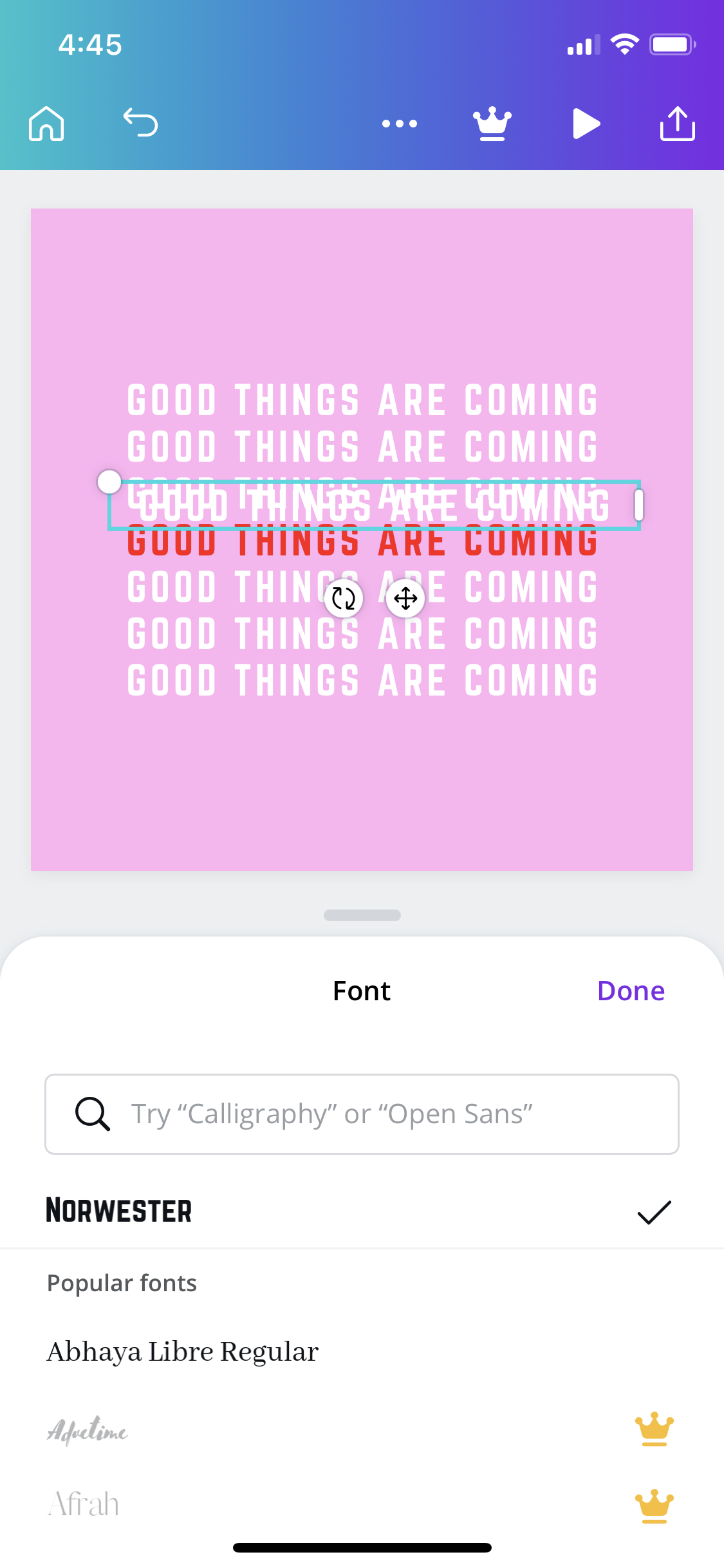 Screenshot of Fonts