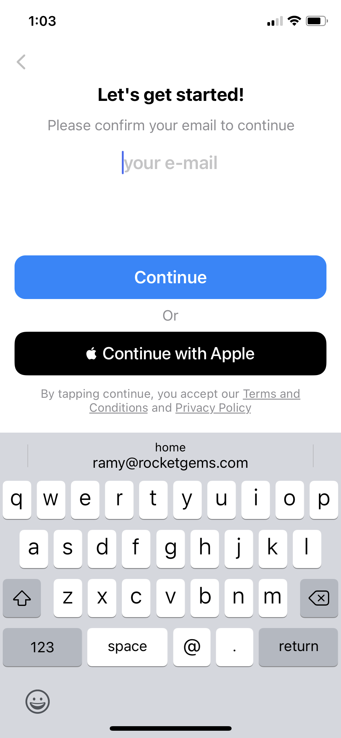 Screenshot of Sign up