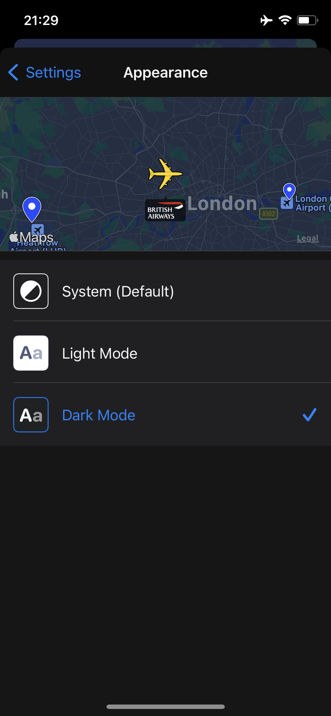 Screenshot of Dark mode