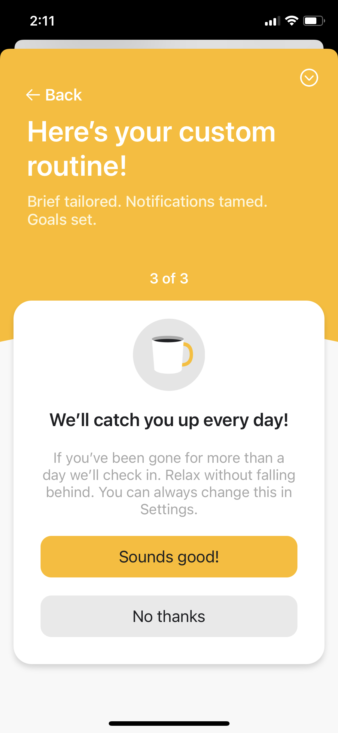 Screenshot of Set reminders