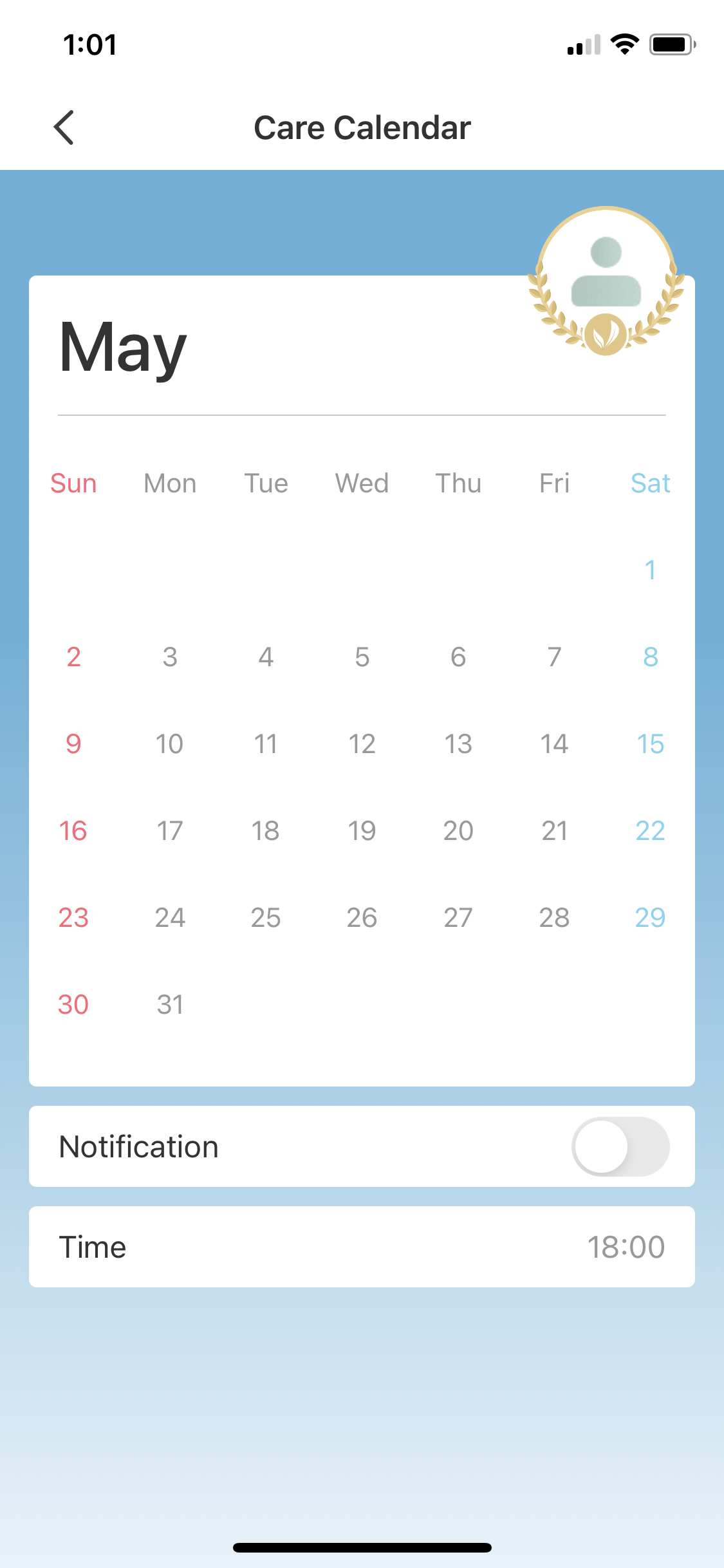 Screenshot of Calendar