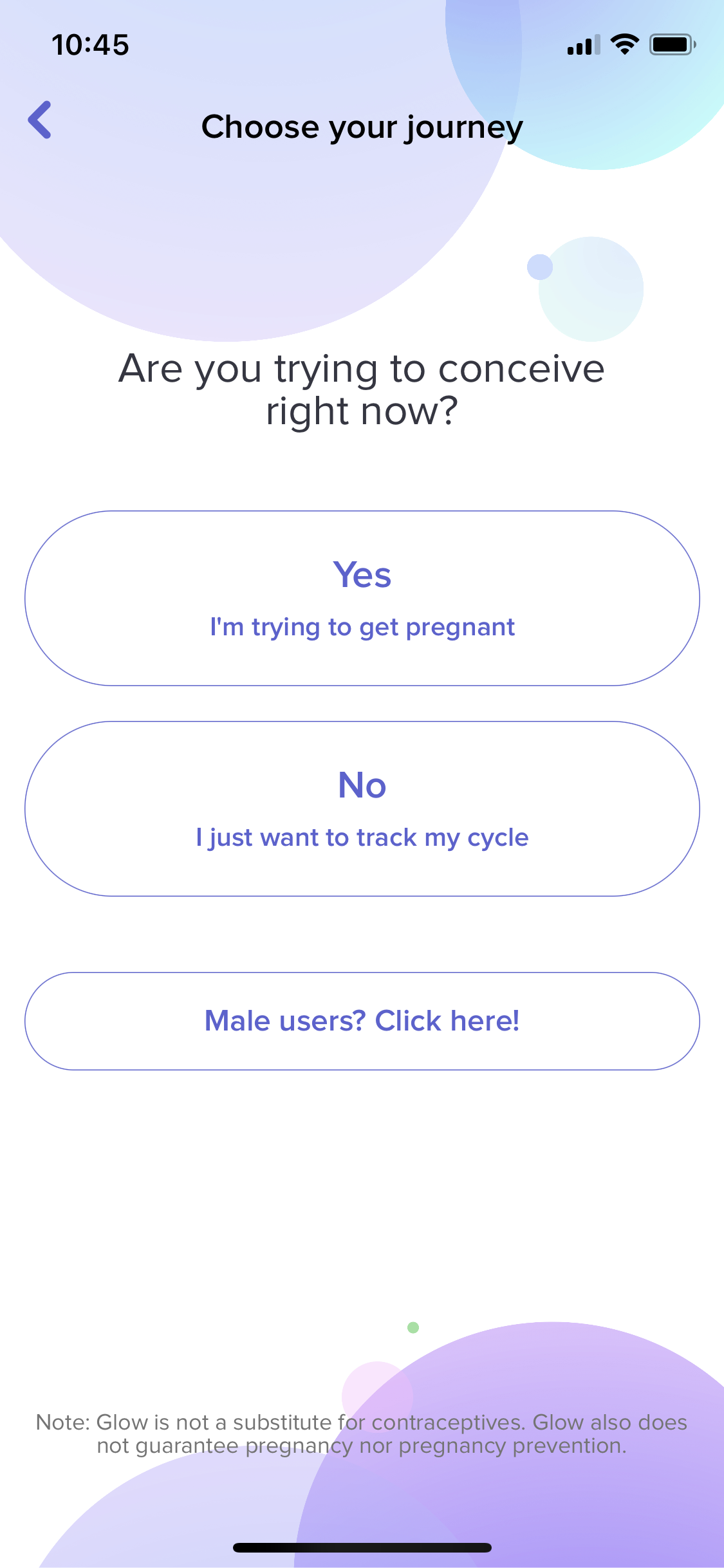 Screenshot of Onboarding question