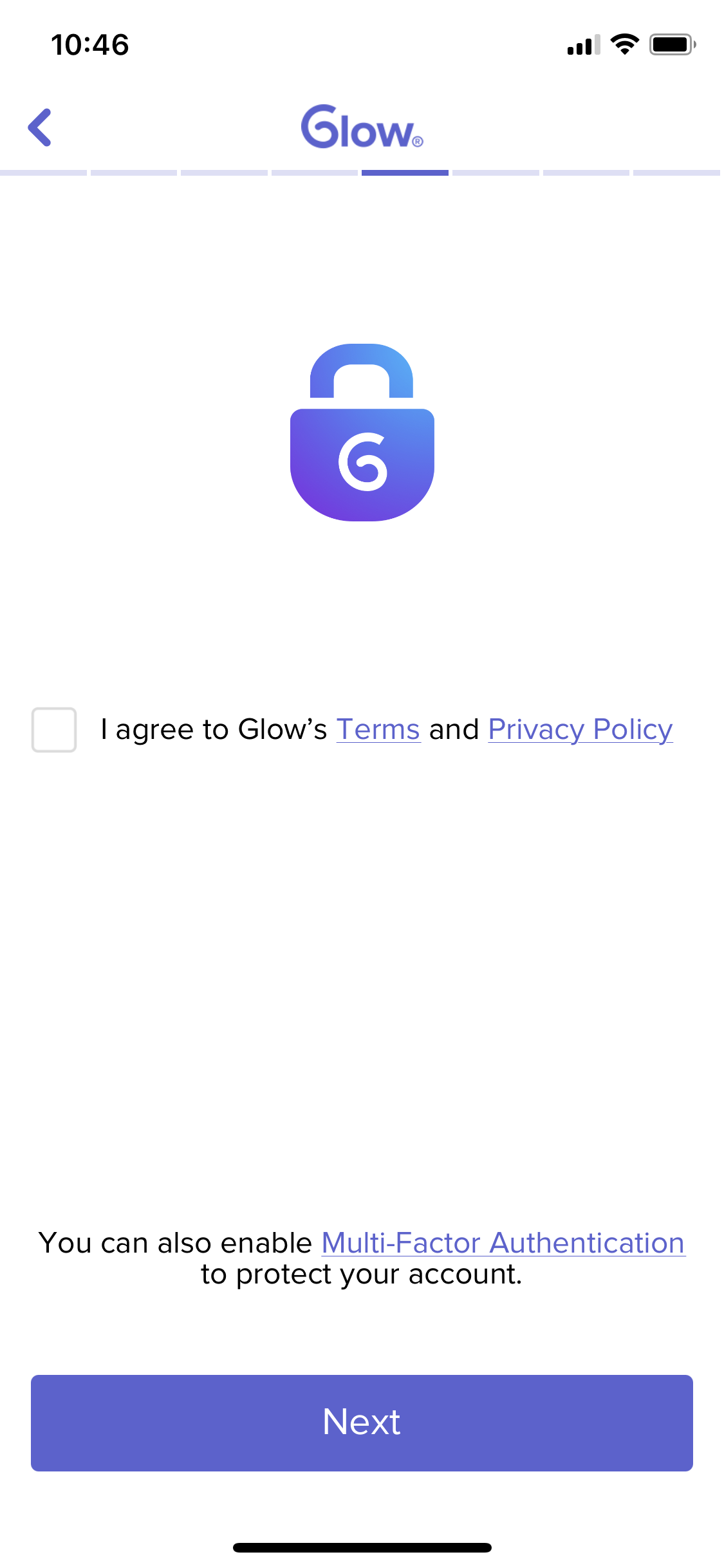 Screenshot of Agree to terms