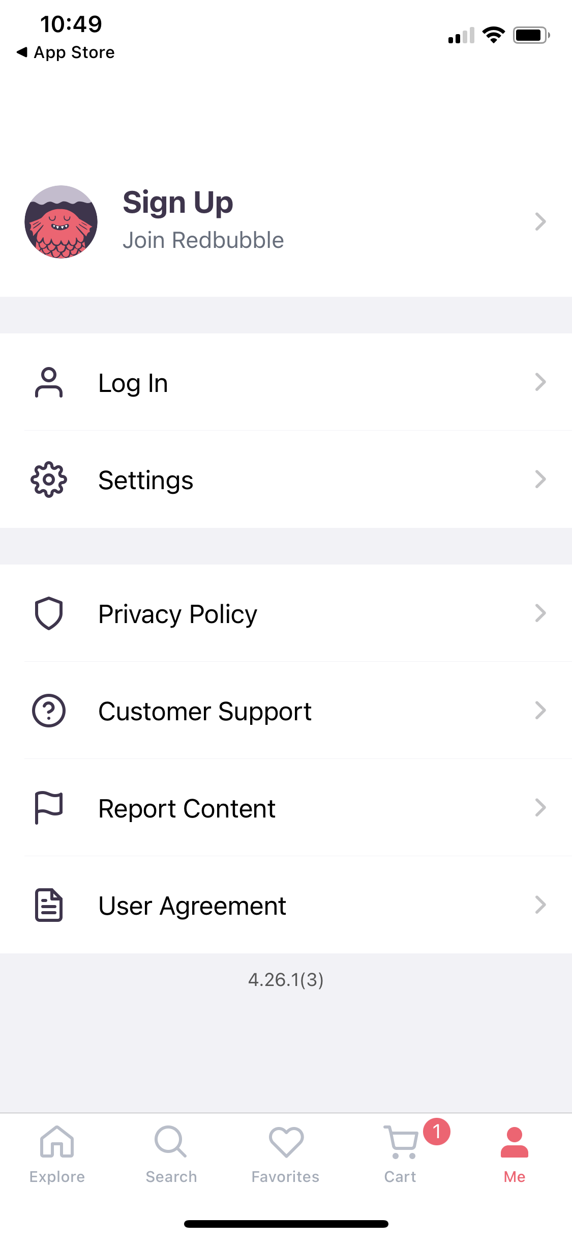 Screenshot of Account settings