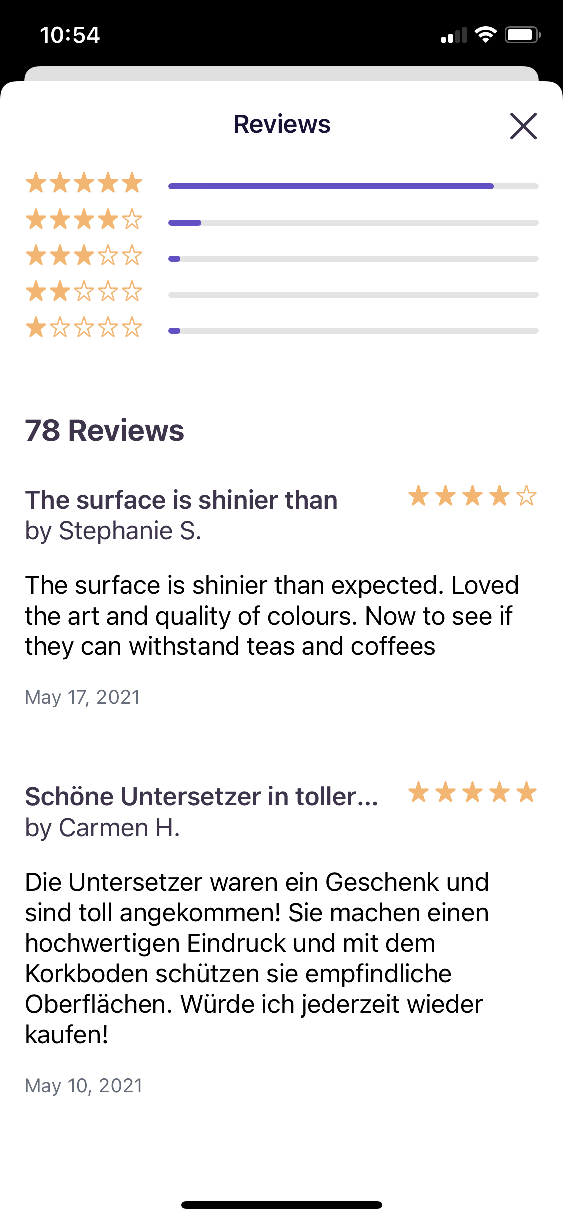 Screenshot of Reviews