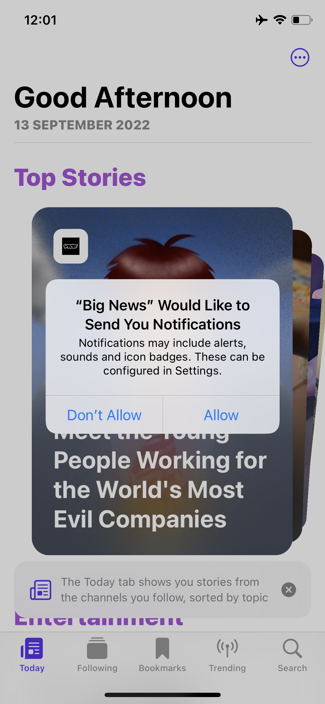 Screenshot of Enable notifications