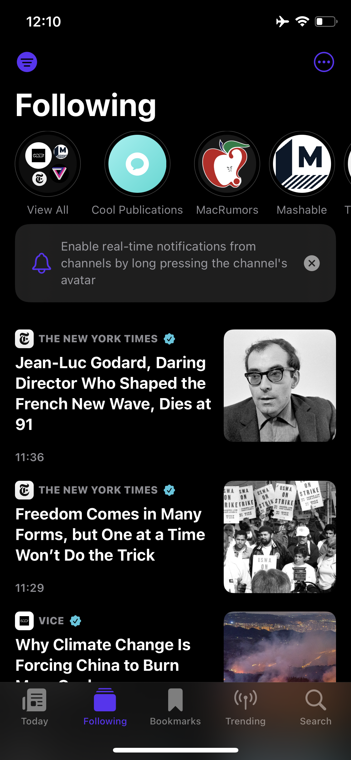 Screenshot of Dark mode