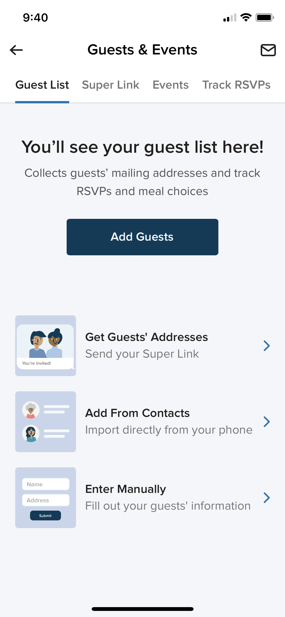 Screenshot of Guests