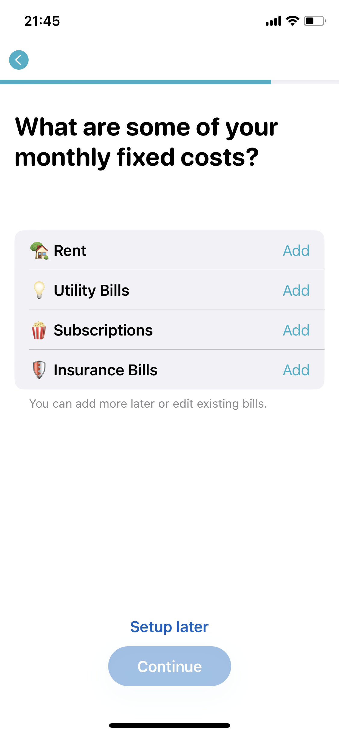 Screenshot of Add expenses