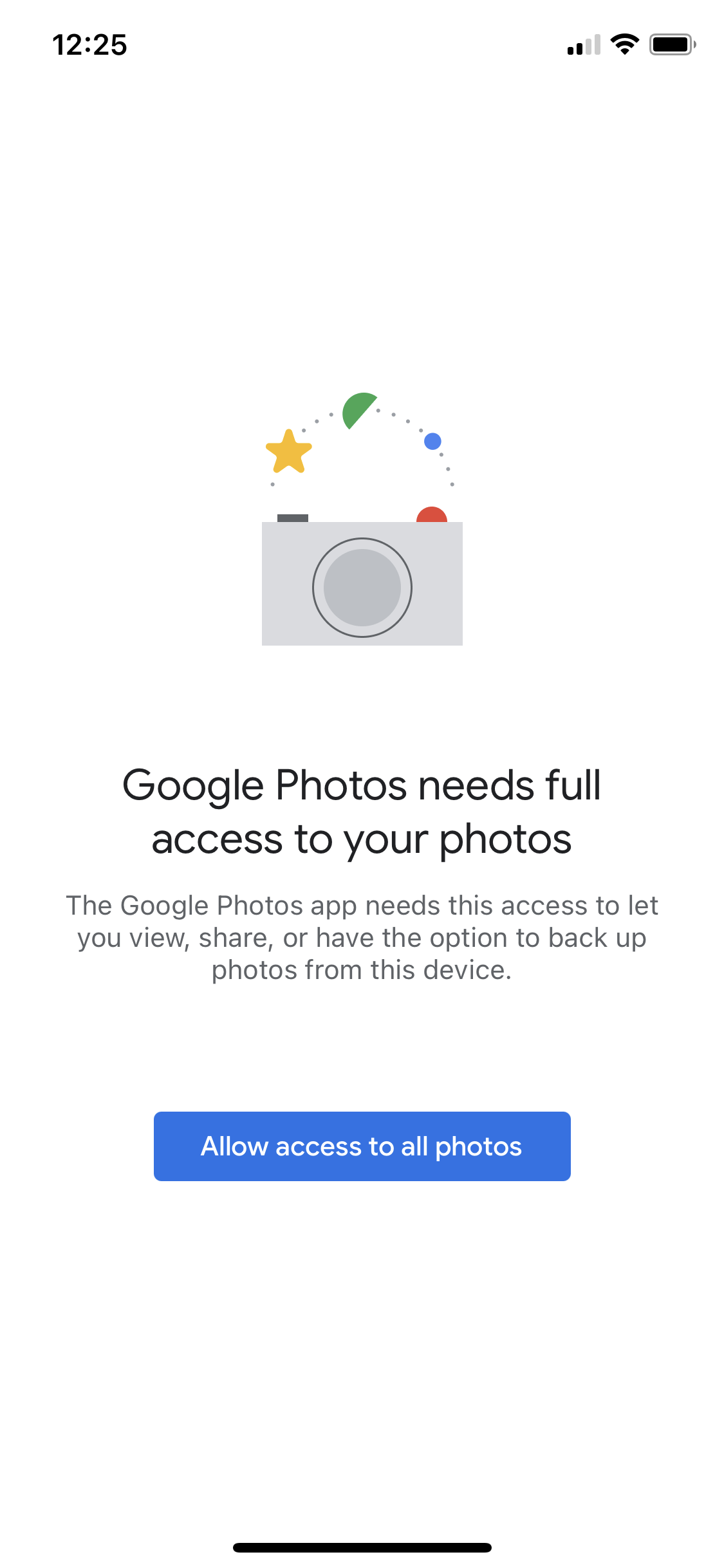 Screenshot of Enable access to photos