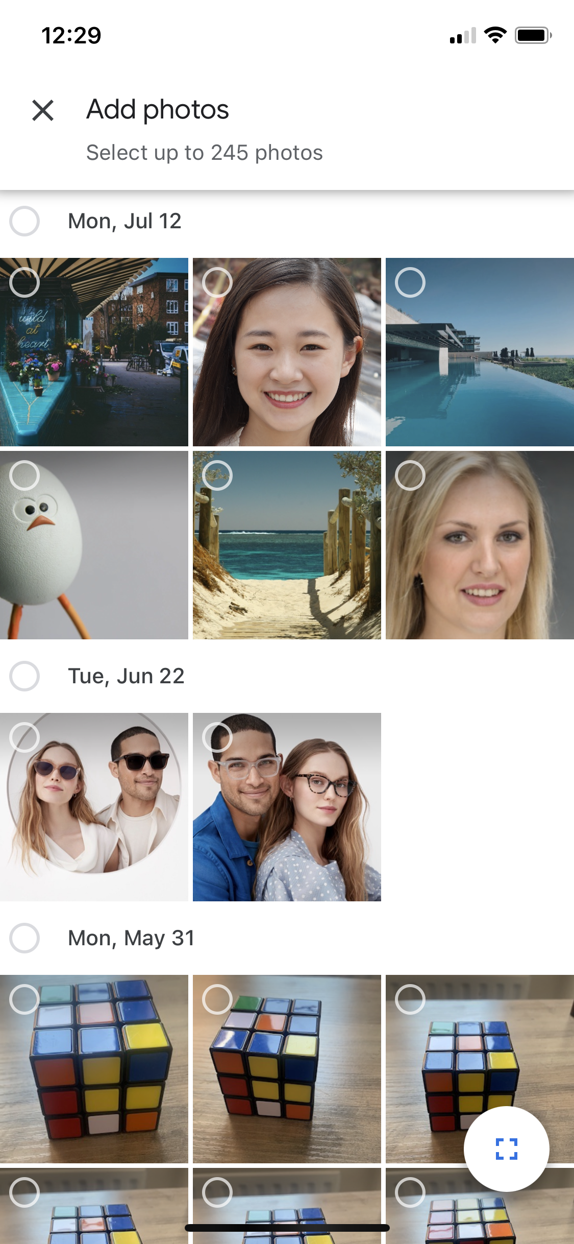 Screenshot of Add photos