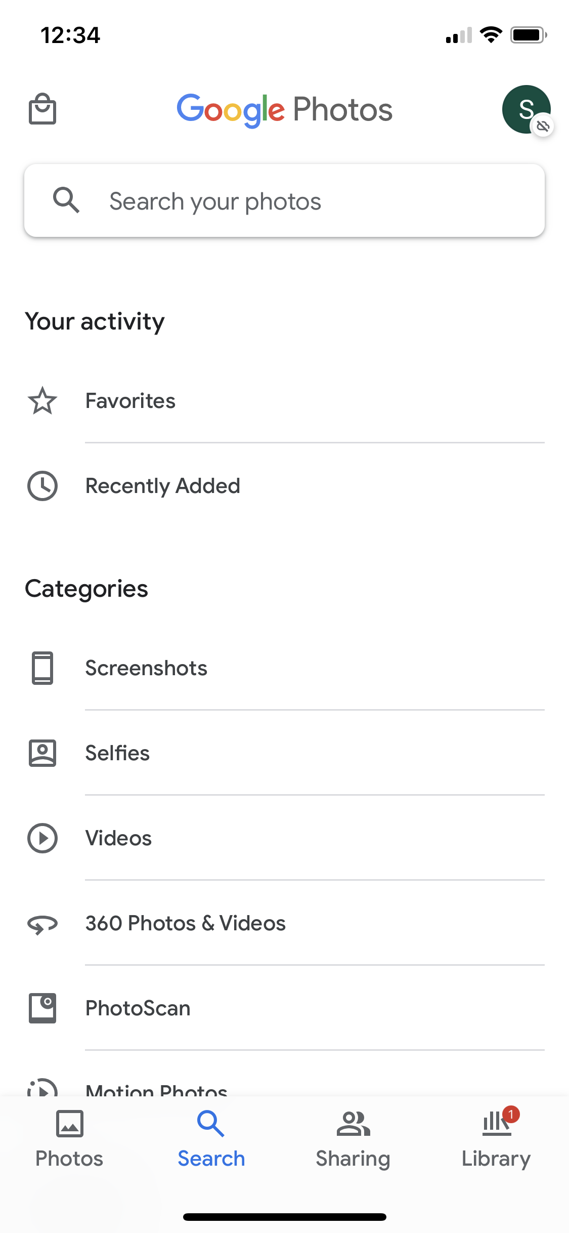 General browsing on Google Photos video thumbnail