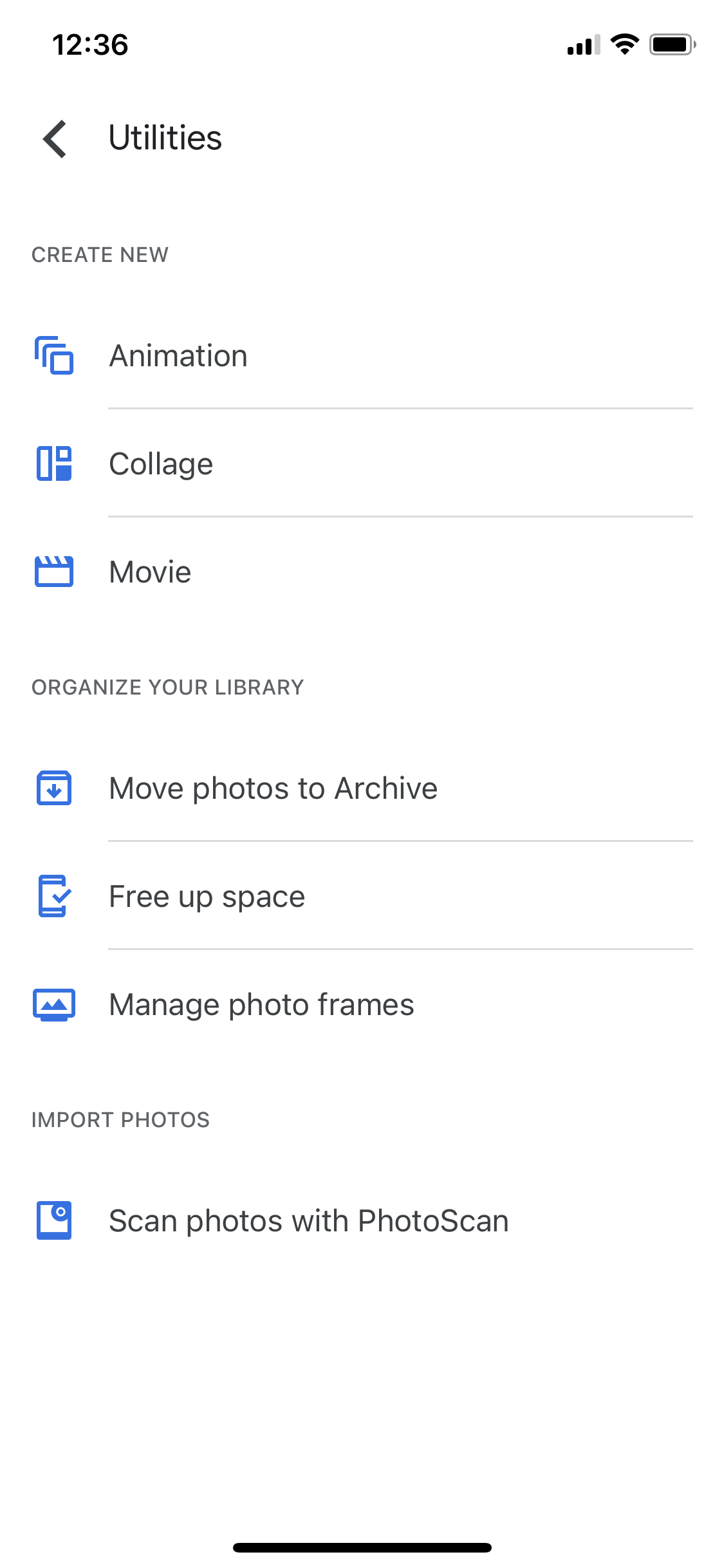 General browsing on Google Photos video thumbnail