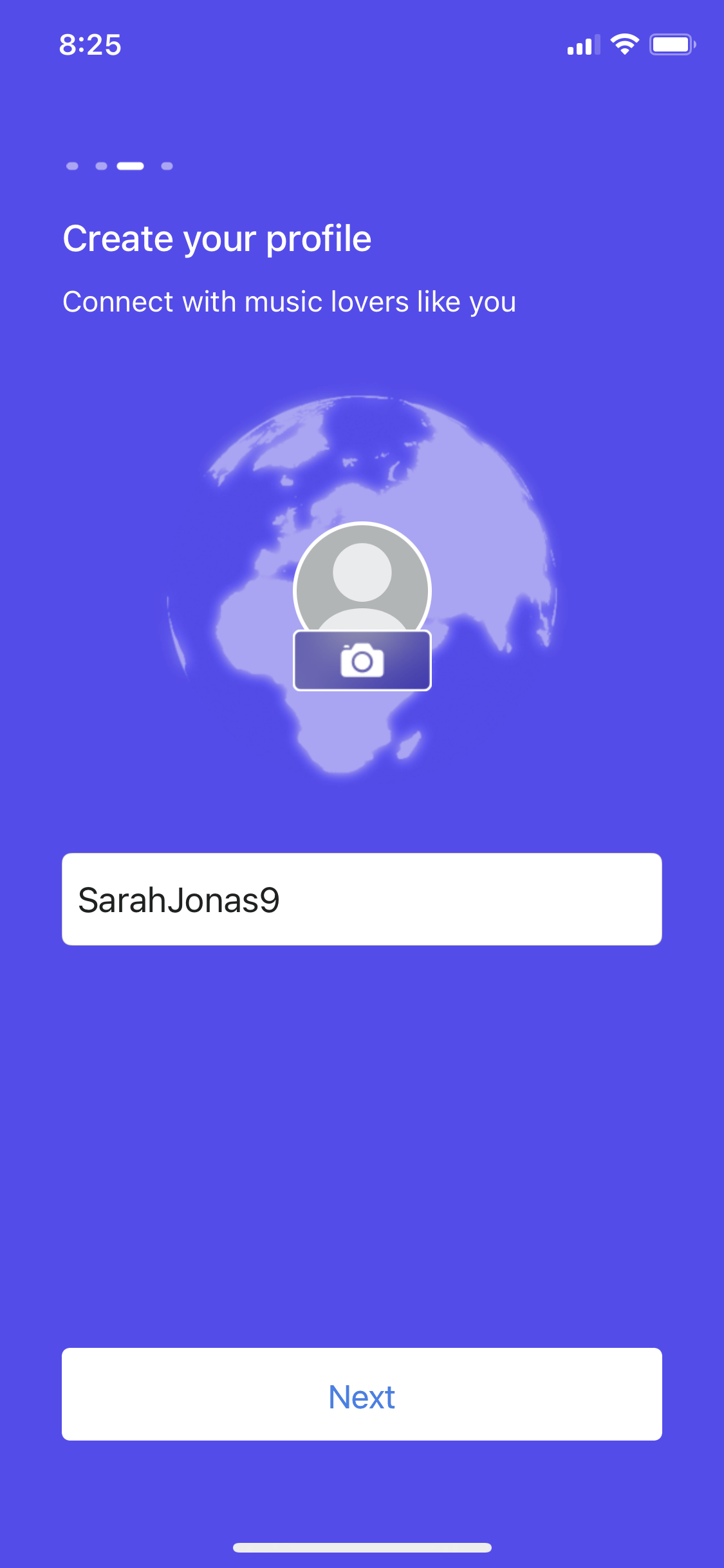 Screenshot of Create profile