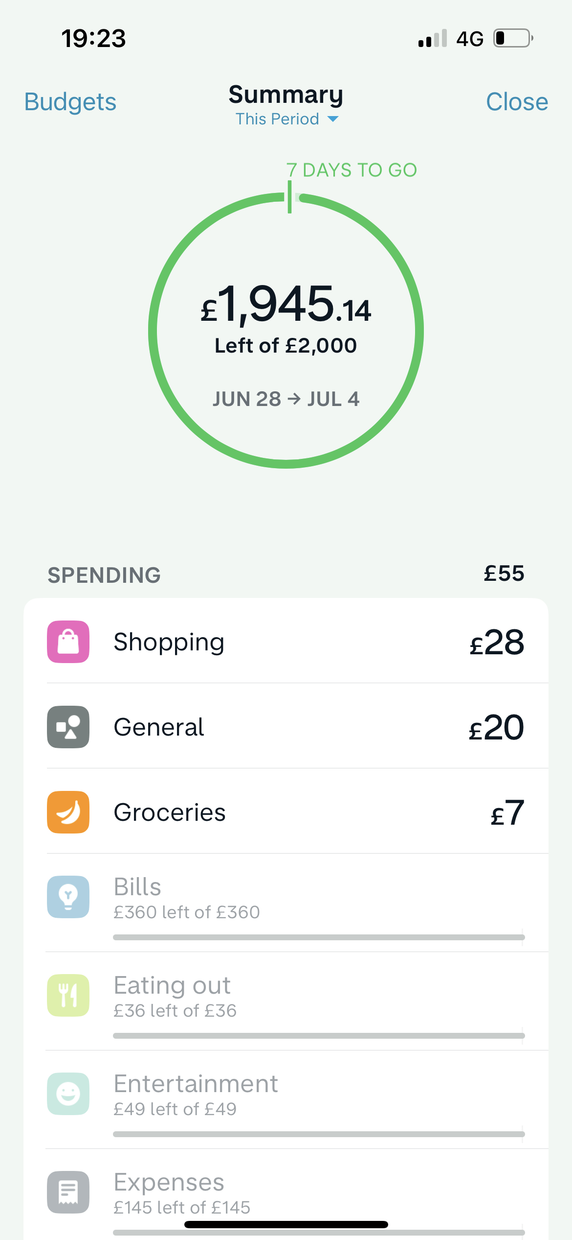 Screenshot of Budget on Creating a budget on Monzo user flow