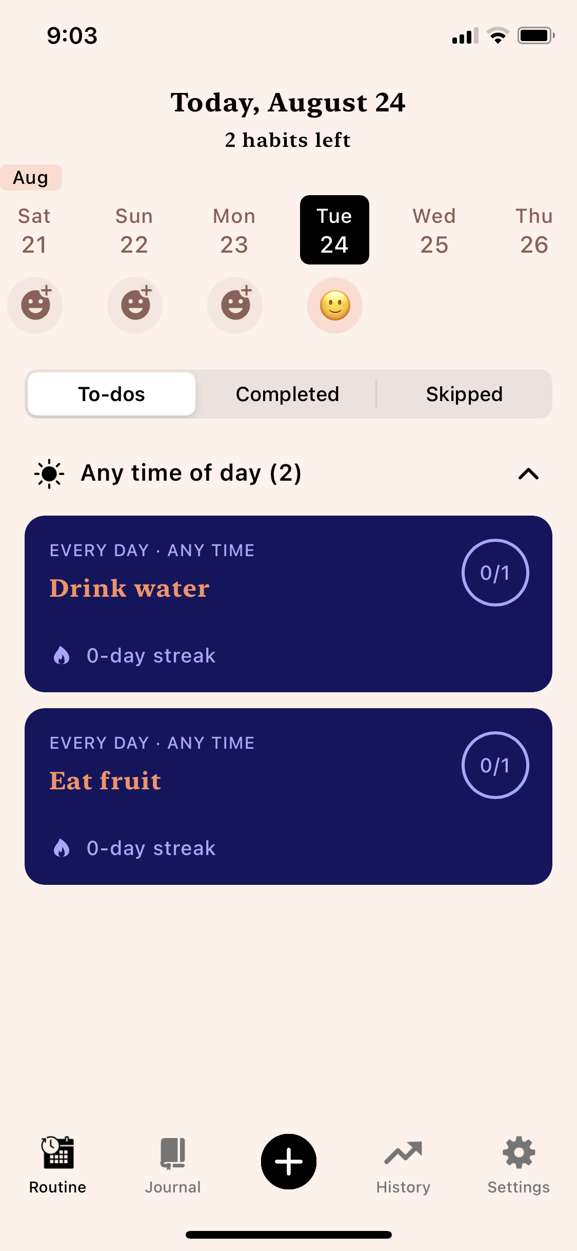 Screenshot of Routine