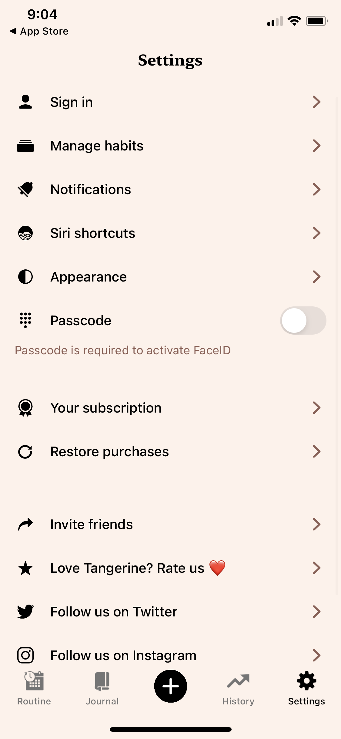 Screenshot of Settings