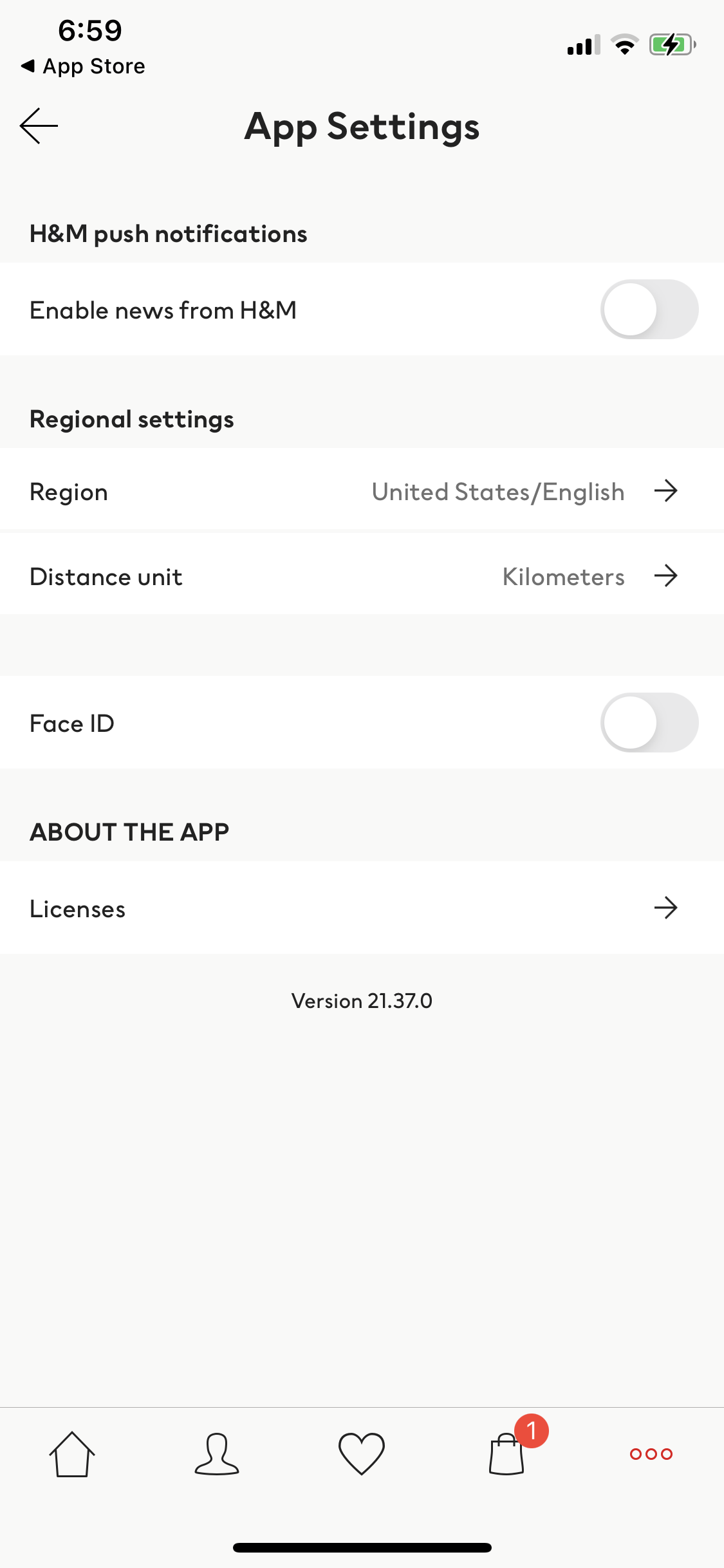 Screenshot of Settings