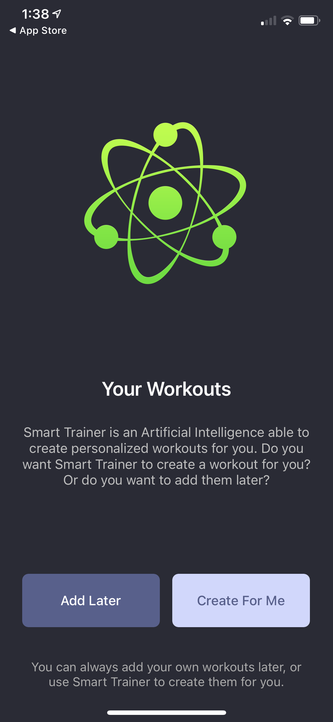 Screenshot of Workouts