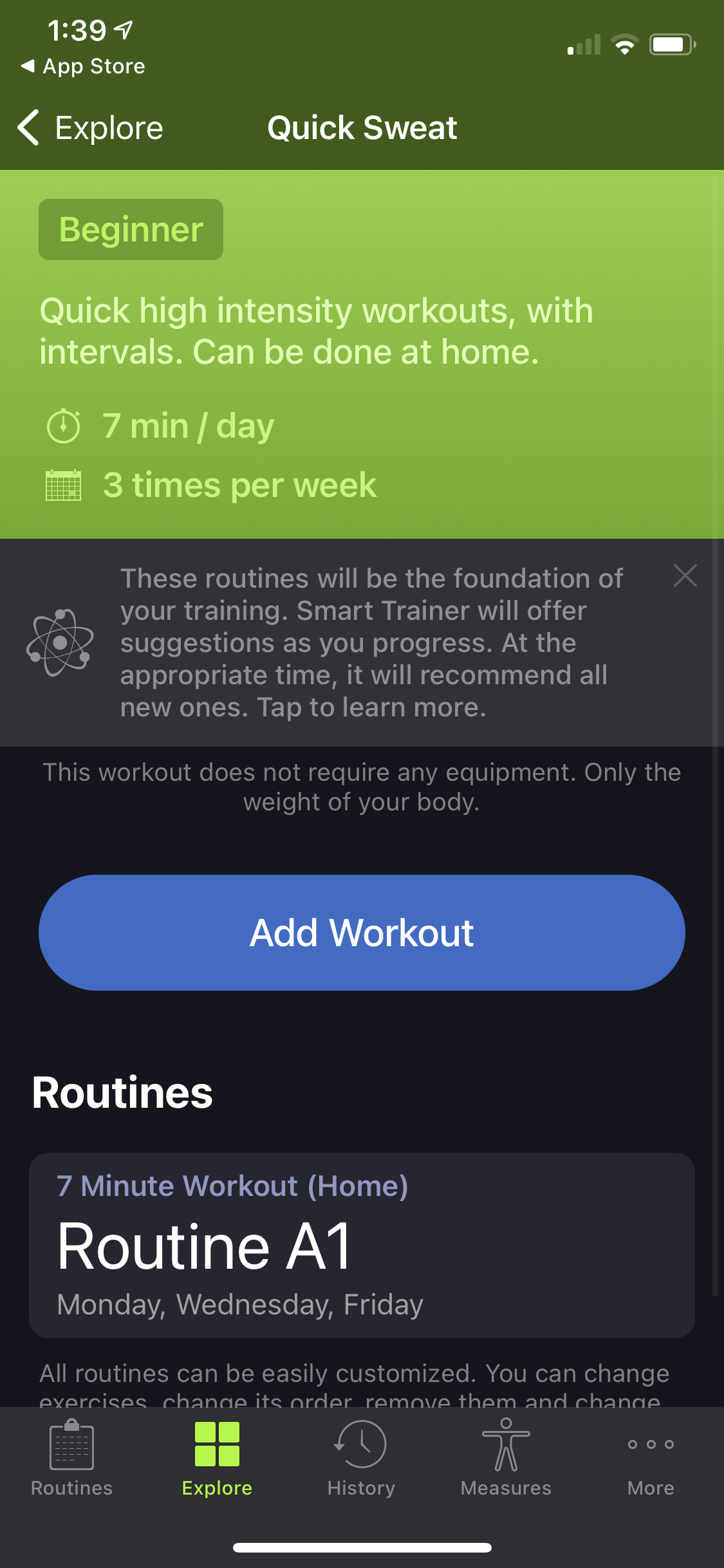 Screenshot of Workout