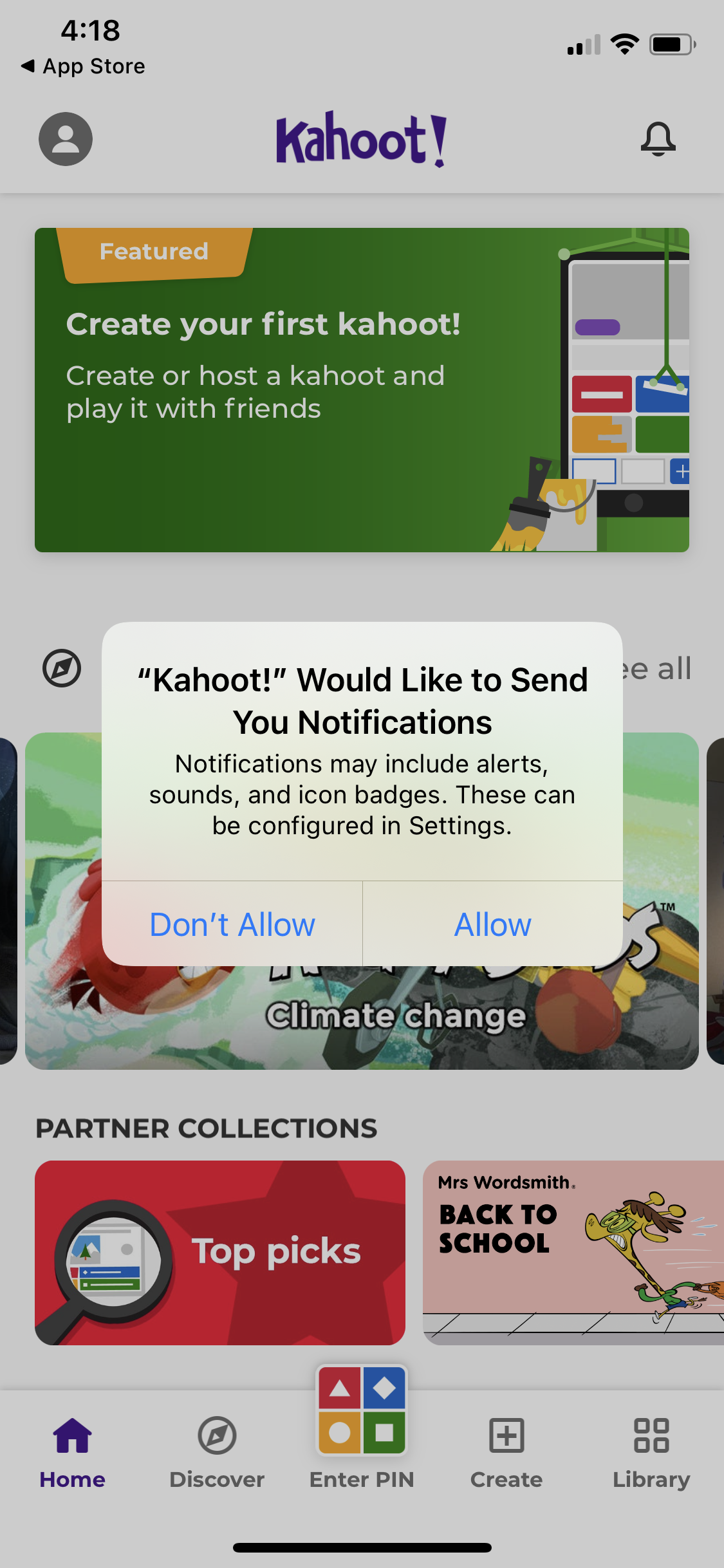 Screenshot of Enable notifications